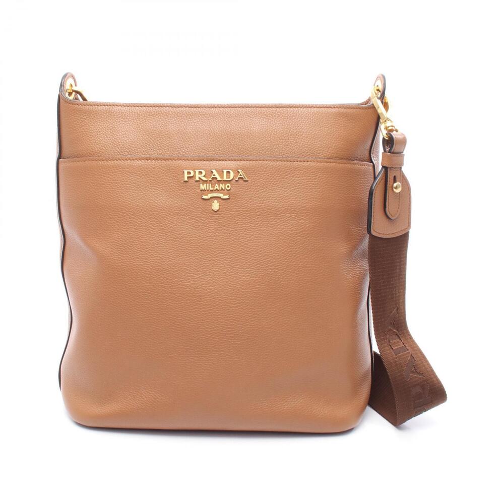 Prada Vitello Phenix bucket shoulder bag caramel brown leather
